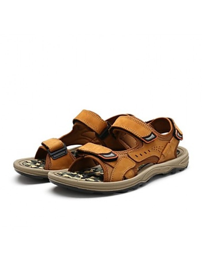 Men's Shoes Outdoor / Office & Career / Athletic / Dress / Casual Nappa Leather Sandals Black / Brown / Taupe