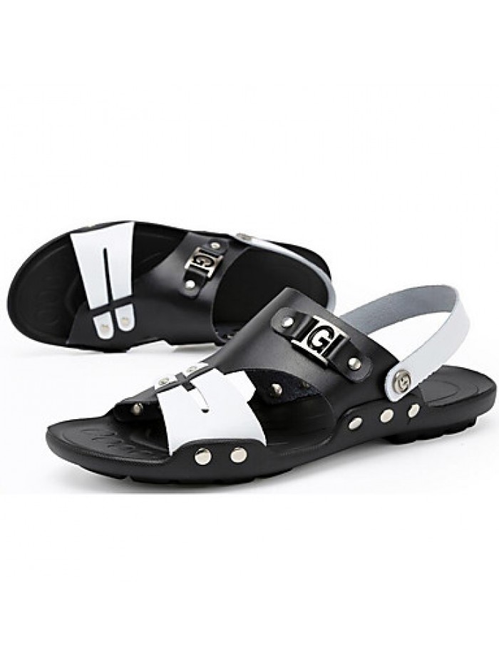 Men's Shoes Outdoor / Office & Career / Athletic / Dress / Casual Nappa Leather Sandals Black