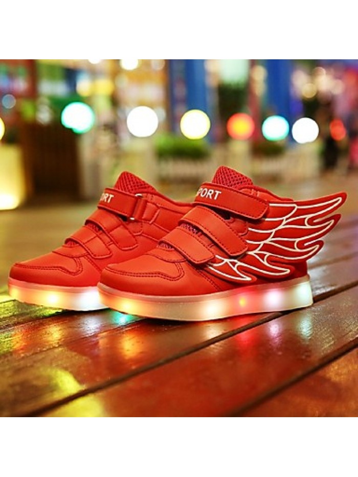 Girl's LED Shoes Sneakers Comfort / Flats Athletic / Casual / Magic Tape / wings / LED Blue / Pink / Red / White