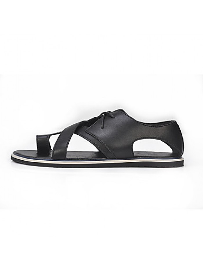 Men's Shoes Casual Leatherette Sandals Black / White