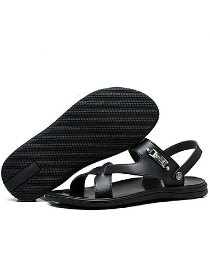 Men's Shoes Outdoor / Office & Career / Work & Duty / Athletic / Dress / Casual Nappa Leather Sandals Black / White