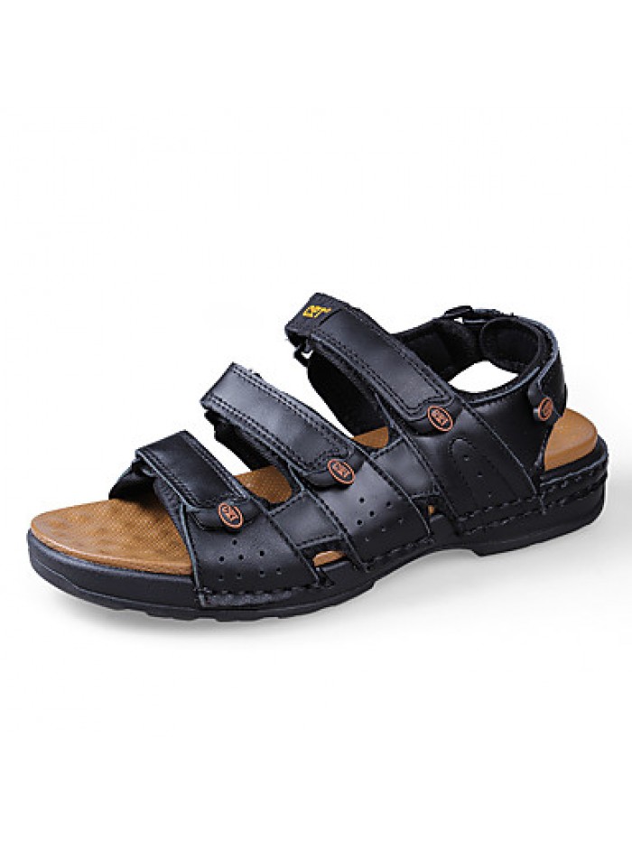 Men's Shoes Outdoor / Office & Career / Athletic / Dress / Casual Nappa Leather Sandals Black / Brown