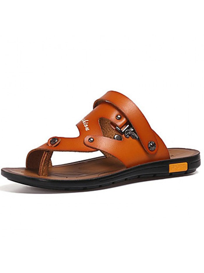 Men's Shoes Outdoor / Athletic / Casual Nappa Leather Sandals Black / Brown