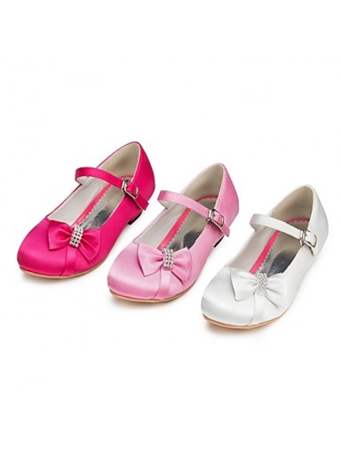 Girl's Spring / Summer / Fall / Winter Comfort Satin Wedding Flat Heel Bowknot Pink / Red / Ivory / White