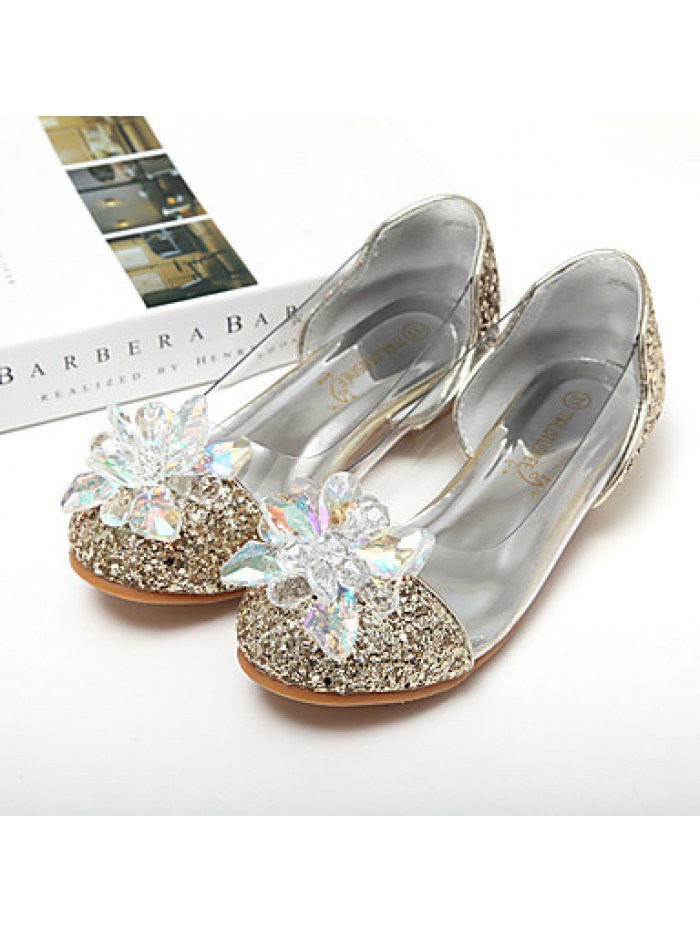 Girls Cinderella Glass Slipper Princess Crystal Shoes Soft Bottom Dress shoes Leather Princess Shoes Performance shoes