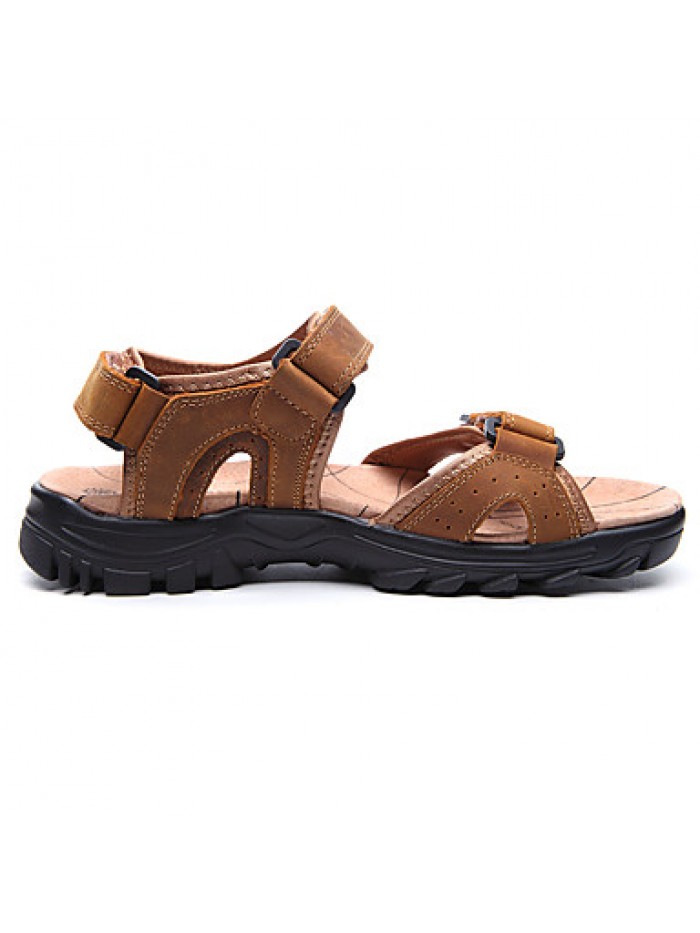 Men's Shoes Outdoor / Office & Career /Work & Duty / Athletic / Dress / Casual Nappa Leather Sandals Black/Brown