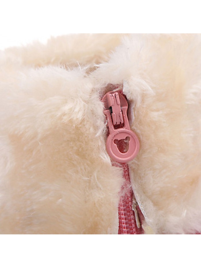 Girl's Boots Fall / Winter Fashion Boots PU Outdoor / Casual Flat Heel Fur Brown / Pink / Red Walking