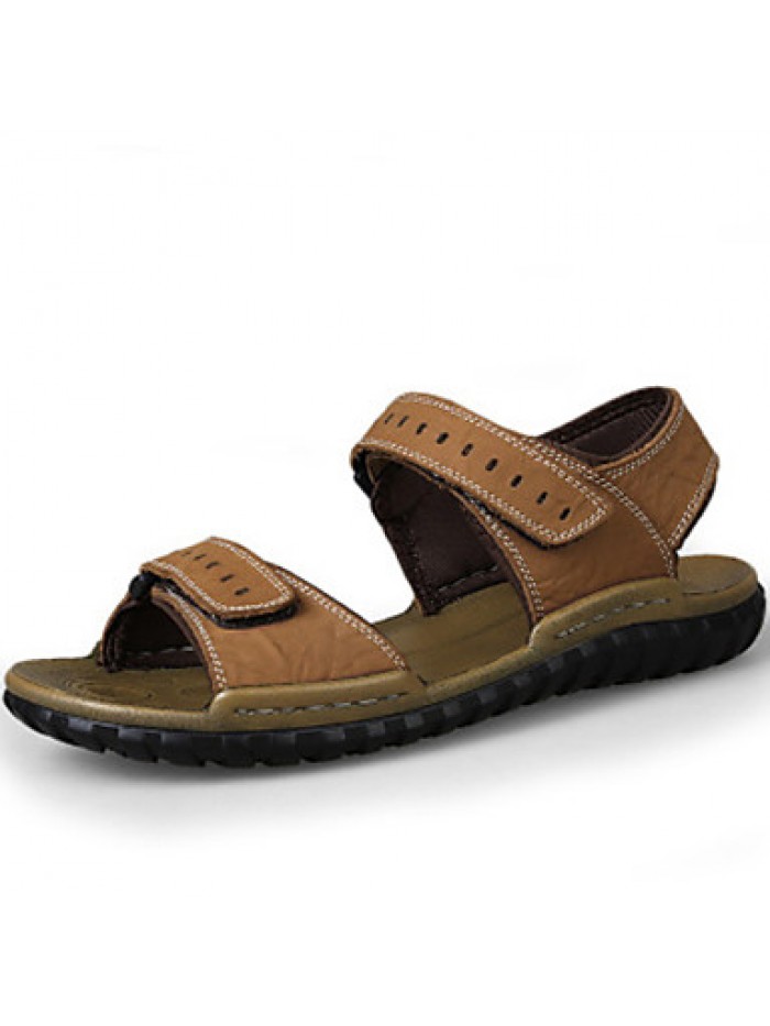 Men's Shoes Outdoor / Office & Career / Athletic / Casual Nappa Leather Big size Sandals Khaki