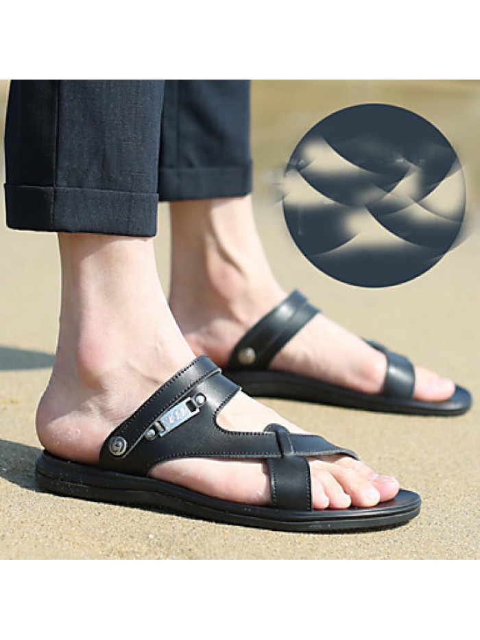 Men's Shoes Outdoor / Office & Career / Work & Duty / Athletic / Dress / Casual Nappa Leather Sandals Black / White