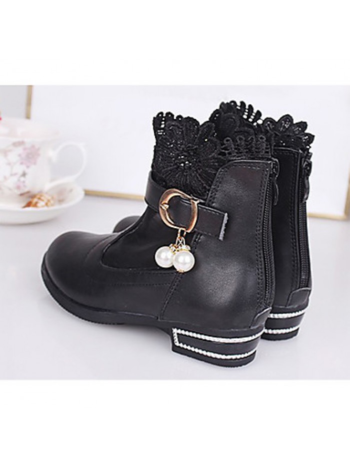 Girl's Boots Winter Comfort / Round Toe PU Dress Low Heel Others / Hook & Loop Black / Pink / Red Others