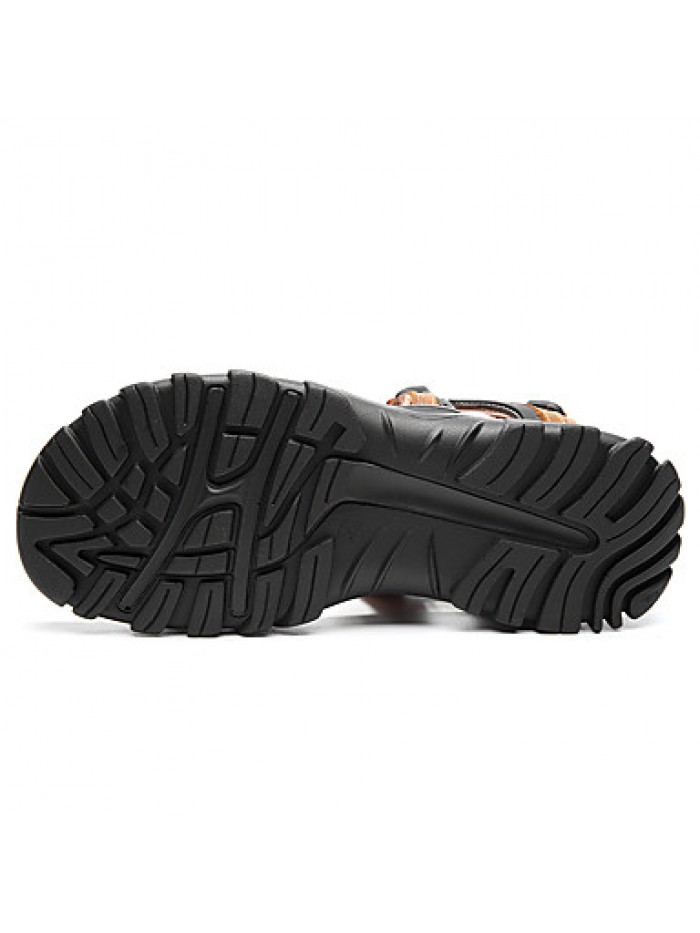 Men's Shoes Outdoor / Office & Career /Work & Duty / Athletic / Dress / Casual Nappa Leather Sandals Black/Brown