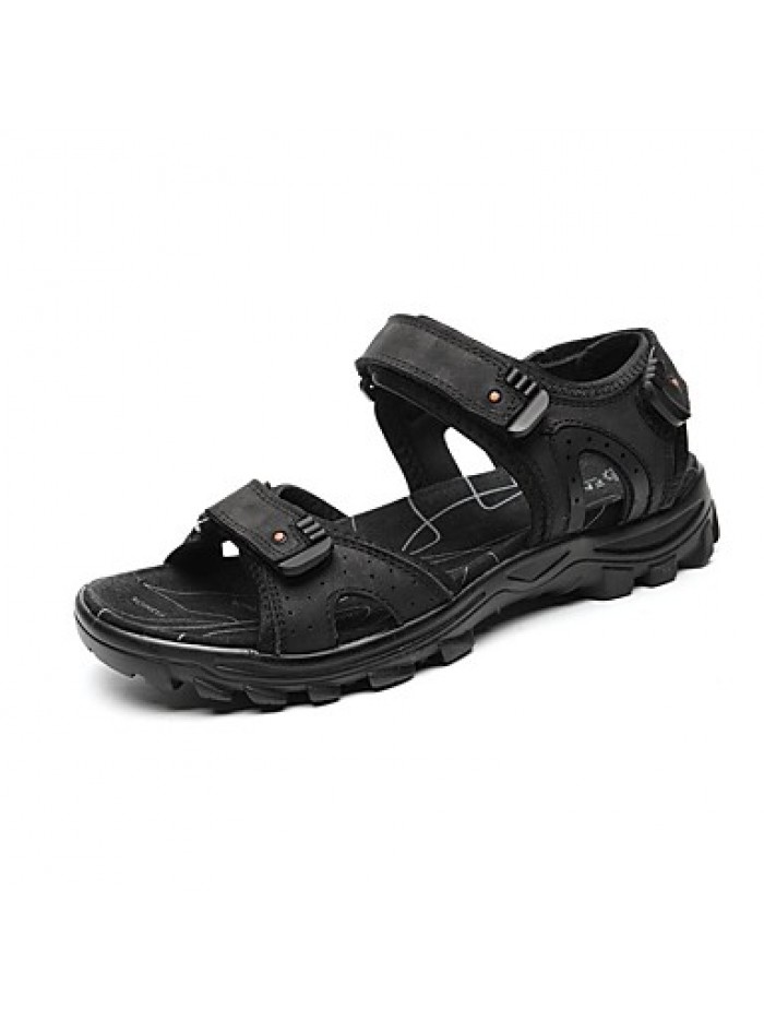 Men's Shoes Outdoor / Office & Career /Work & Duty / Athletic / Dress / Casual Nappa Leather Sandals Black/Brown