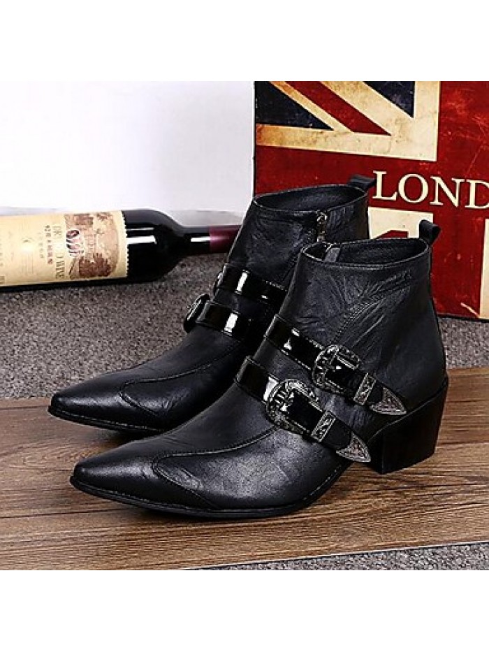 Shoes Limited Edition Pure Handmade Outdoor / PartyEvening Leather Fashion Boots Black