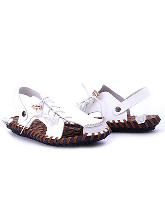 Men's Shoes Outdoor / Office & Career / Athletic / Dress / Casual Nappa Leather Sandals Black / Brown / White