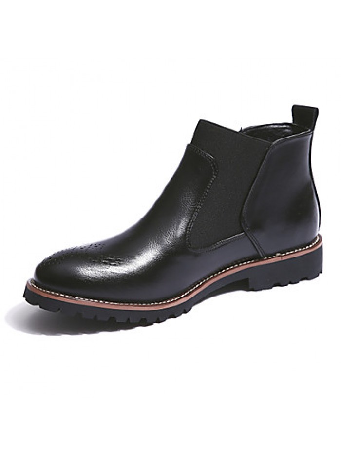 Shoes Leather OfficeCareer / Casual Boots OfficeCareer / Casual Low Heel Split Joint Black / Brown / Burgundy