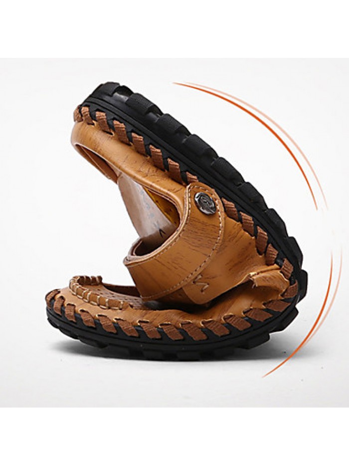 Men's Shoes Outdoor / Office & Career / Athletic / Dress / Casual Nappa Leather Sandals Black / Brown