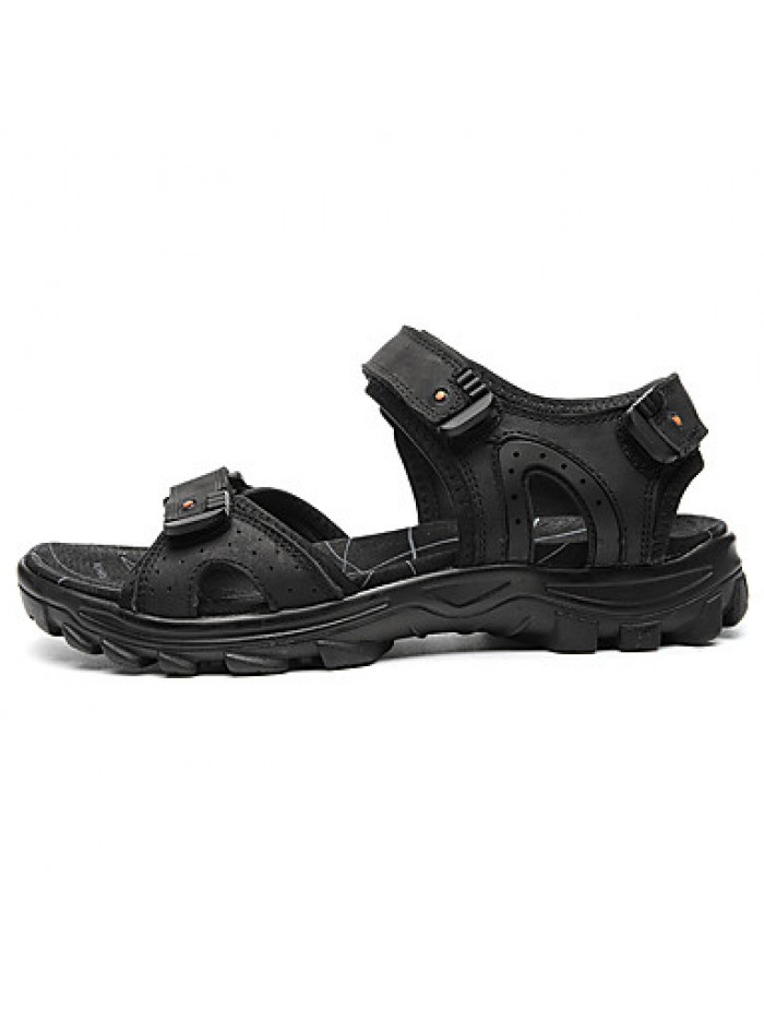 Men's Shoes Outdoor / Office & Career /Work & Duty / Athletic / Dress / Casual Nappa Leather Sandals Black/Brown