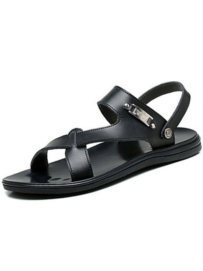 Men's Shoes Outdoor / Office & Career / Work & Duty / Athletic / Dress / Casual Nappa Leather Sandals Black / White