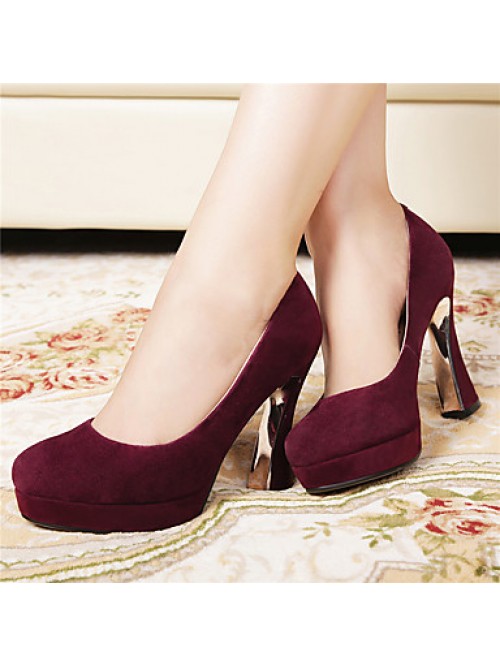 Women's Heels Fall Platform Suede Casual Chunky He...