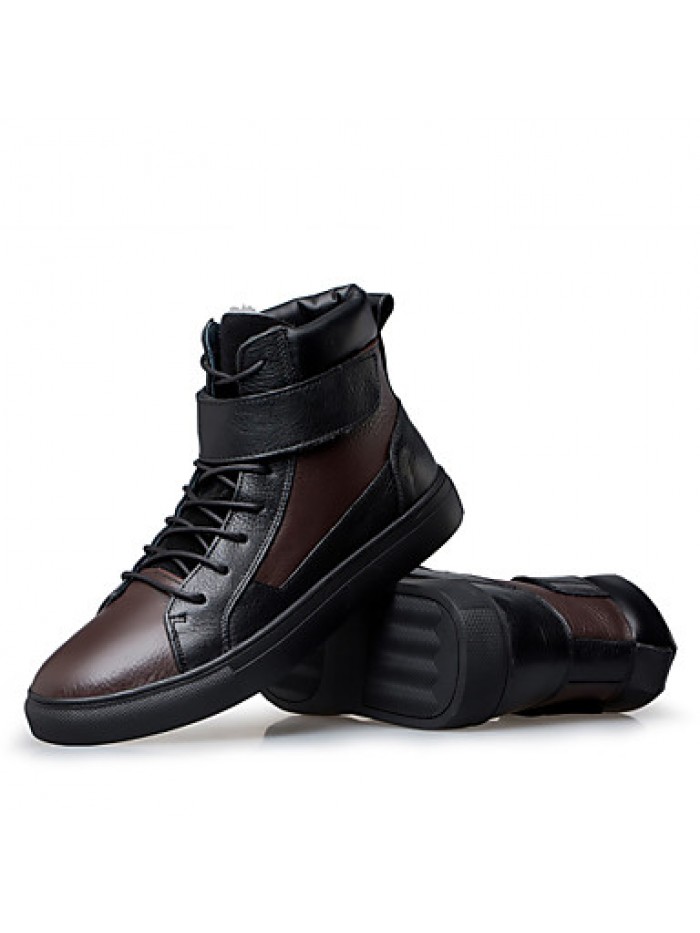 Shoes Casual Leather Boots Black / Brown