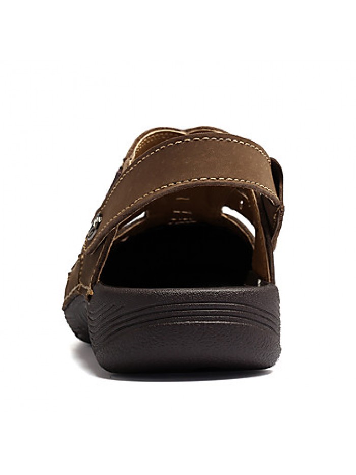 Men's Genuine Leather Slippers Outdoor Comfortable Sandals Beach Shoes