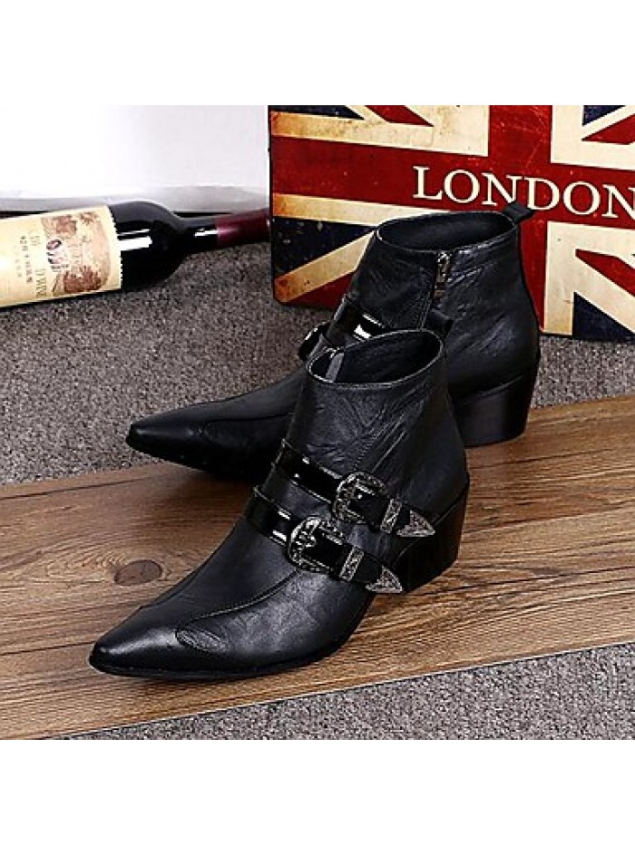 Shoes Limited Edition Pure Handmade Outdoor / PartyEvening Leather Fashion Boots Black