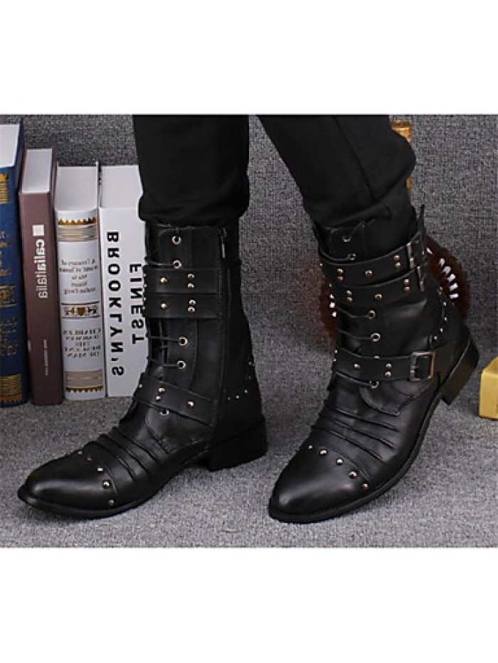 Shoes Casual Leather Boots Black