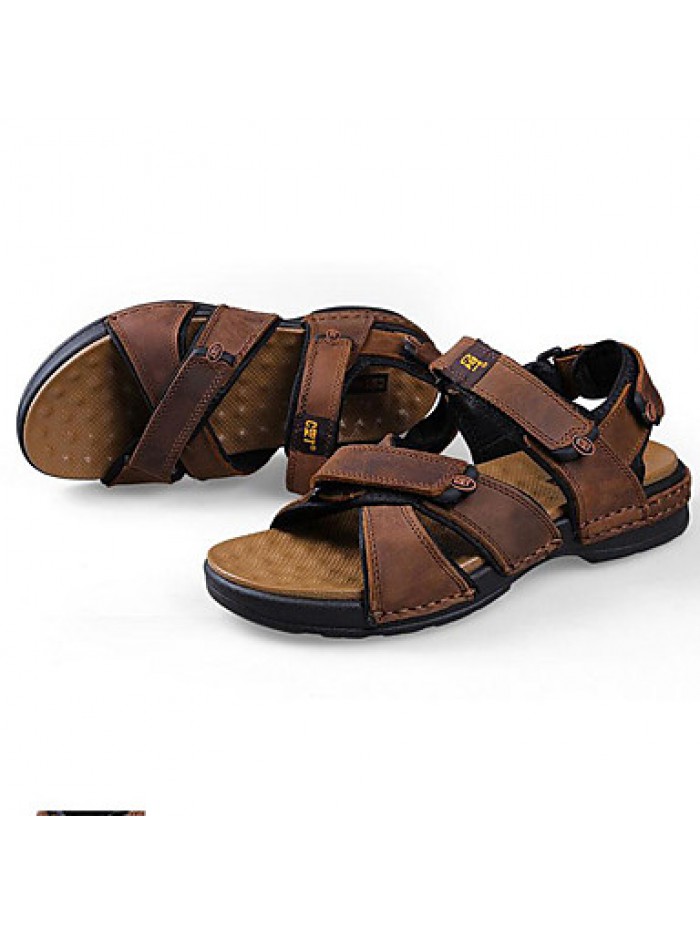 Men's Shoes Outdoor / Office & Career / Athletic / Dress / Casual Nappa Leather Sandals Black / Brown