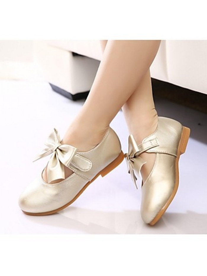 Girl's Spring / Fall Round Toe Leatherette Outdoor / Dress Flat Heel Bowknot Pink / Gold / Coral