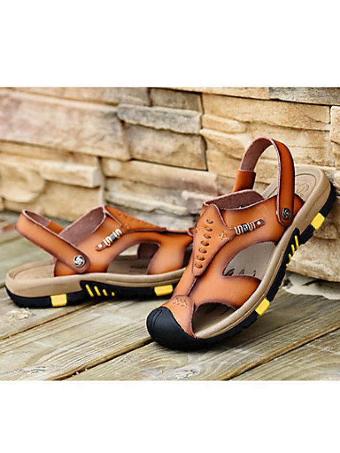 Men's Shoes Outdoor / Office & Career / Athletic / Dress / Casual Nappa Leather Sandals Brown