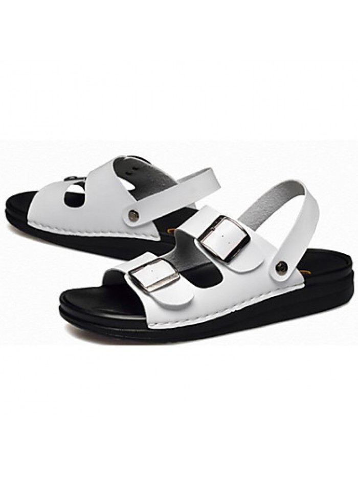 Men's Shoes Outdoor / Office & Career / Work & Duty / Athletic / Casual Nappa Leather Sandals Black / Brown / White