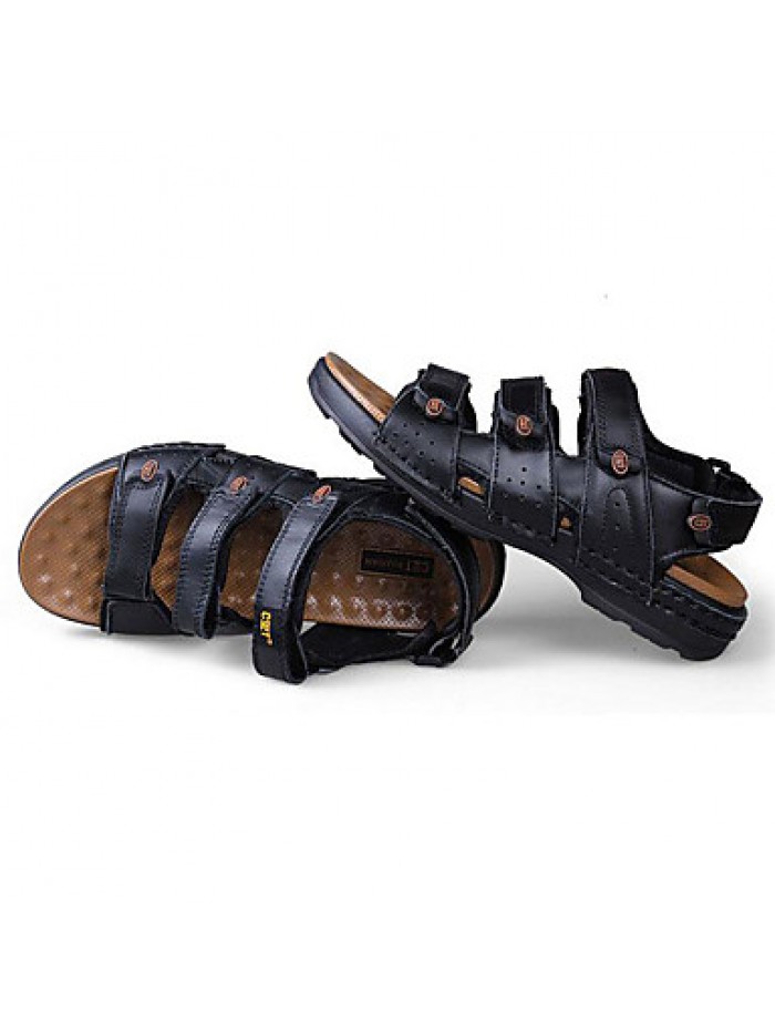 Men's Shoes Outdoor / Office & Career / Athletic / Dress / Casual Nappa Leather Sandals Black / Brown