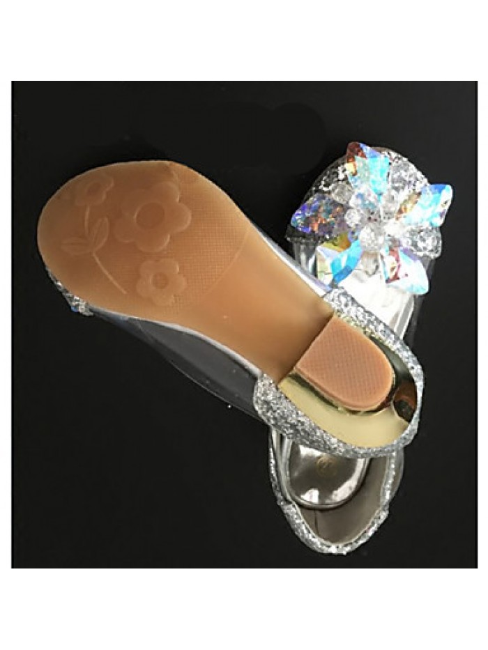 Girls Cinderella Glass Slipper Princess Crystal Shoes Soft Bottom Dress shoes Leather Princess Shoes Performance shoes