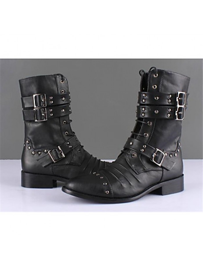 Shoes Casual Leather Boots Black