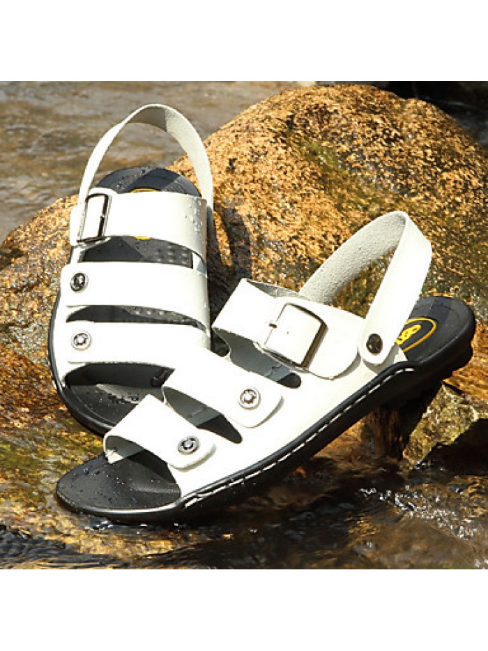 Men's Shoes Outdoor / Office & Career / Athletic / Dress / Casual Leather Sandals Black / Brown / White