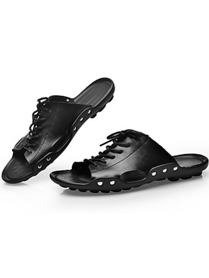 Men's Shoes Outdoor / Athletic / Casual Leather Sandals Black