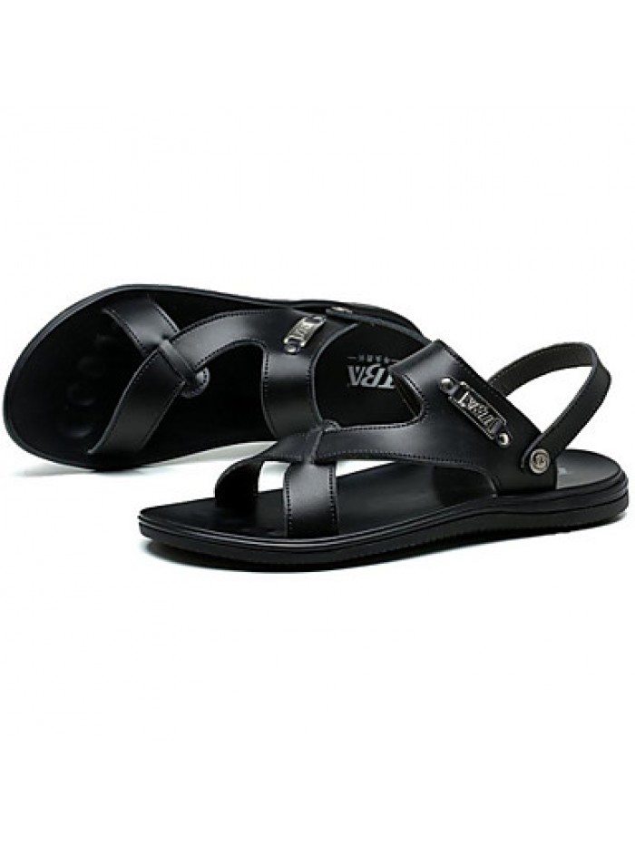 Men's Shoes Outdoor / Office & Career / Work & Duty / Athletic / Dress / Casual Nappa Leather Sandals Black / White