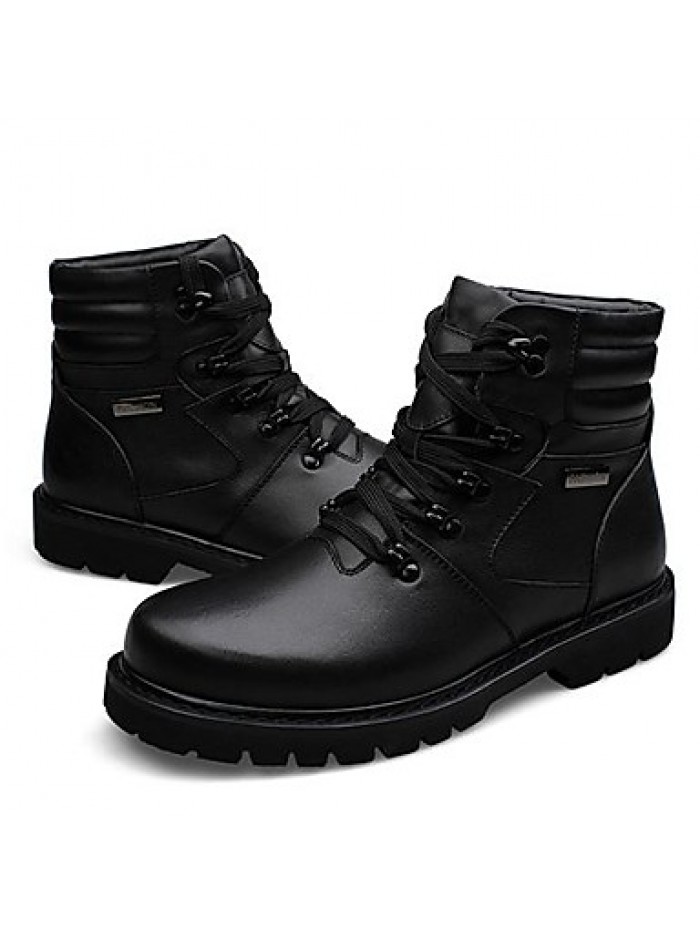 Shoes Leather Casual Boots Casual Low Heel Lace-up Black