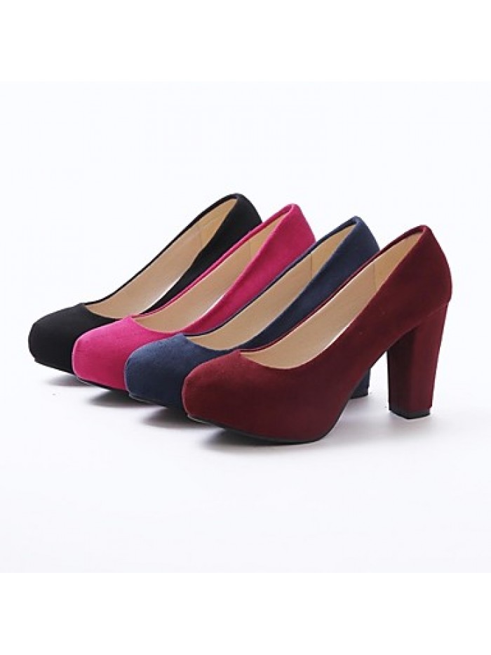 Women's Spring / Summer Heels Suede Dress Chunky Heel Others Black / Blue / Pink / Red