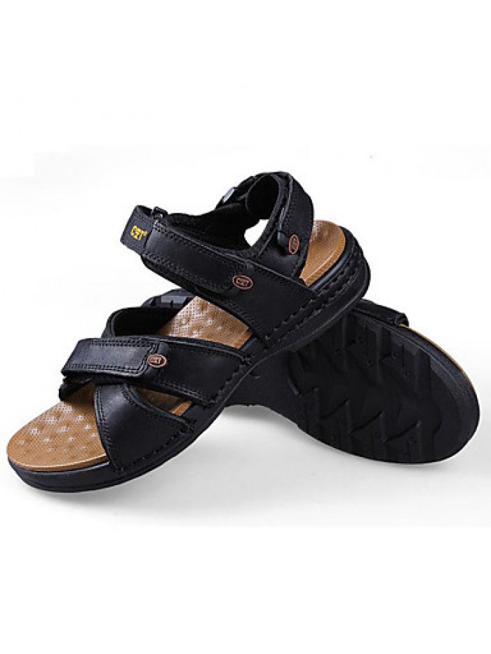 Men's Shoes Outdoor / Office & Career / Athletic / Dress / Casual Nappa Leather Sandals Black / Brown