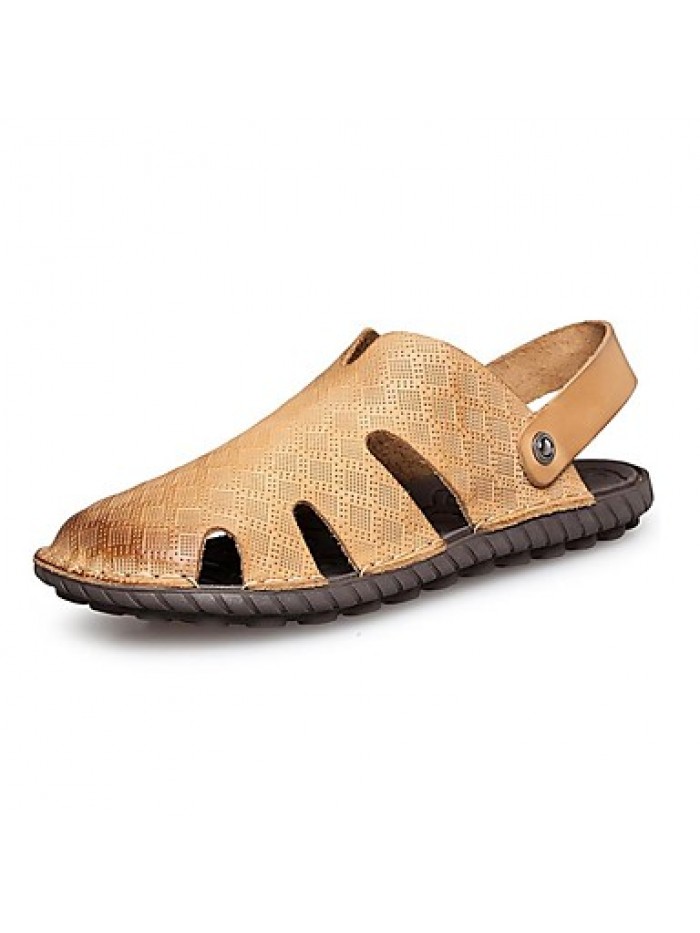 Men's Shoes Outdoor / Office & Career / Athletic / Dress / Casual Nappa Leather Sandals Big Size Black / Brown