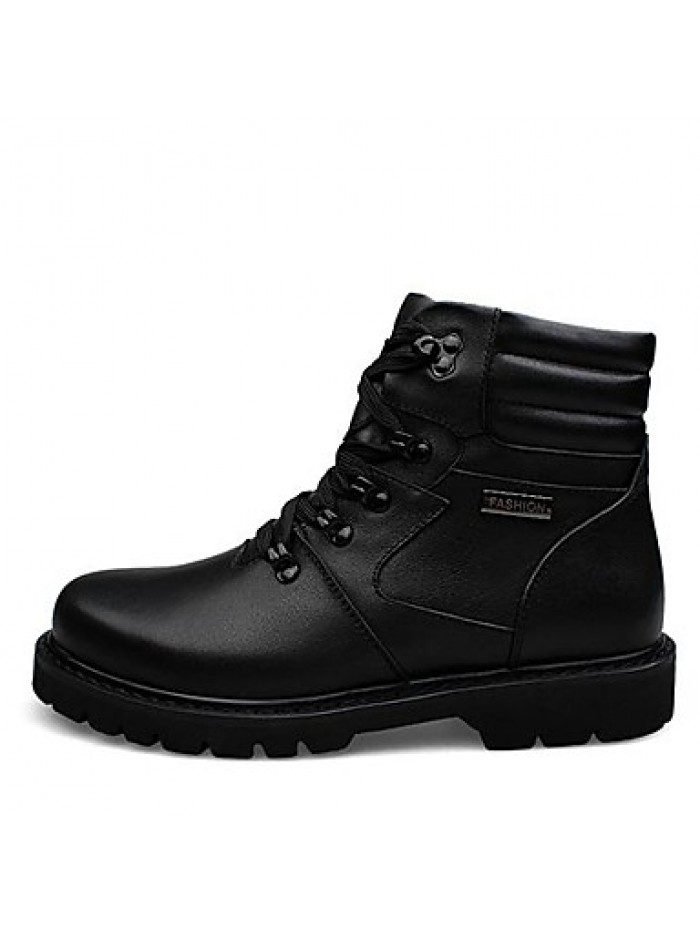 Shoes Leather Casual Boots Casual Low Heel Lace-up Black