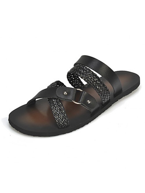 Men's Shoes Casual Leatherette Sandals Black / Whi...