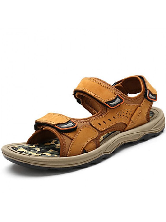 Men's Shoes Outdoor / Office & Career / Athletic / Dress / Casual Nappa Leather Sandals Black / Brown / Taupe