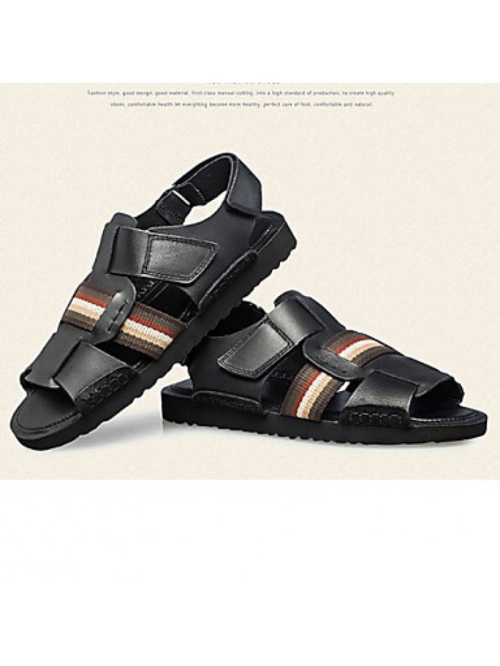 Men's Shoes Outdoor / Office & Career / Athletic / Dress /Casual Nappa Leather Sandals Big Size Black / Brown