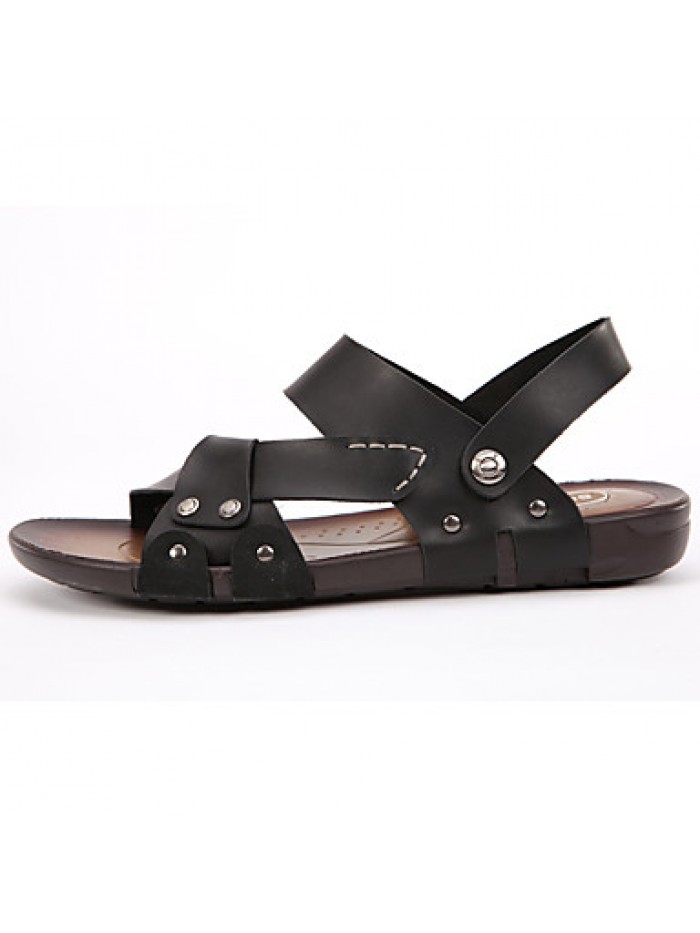 Men's Shoes Casual Leather Sandals Black / Brown