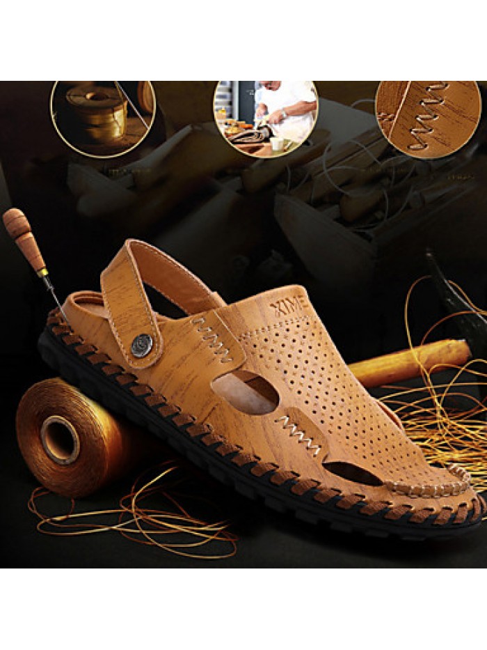 Men's Shoes Outdoor / Office & Career / Athletic / Dress / Casual Nappa Leather Sandals Black / Brown