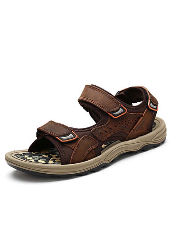 Men's Shoes Outdoor / Work & Duty / Casual Leather Sandals Black / Brown / Yellow