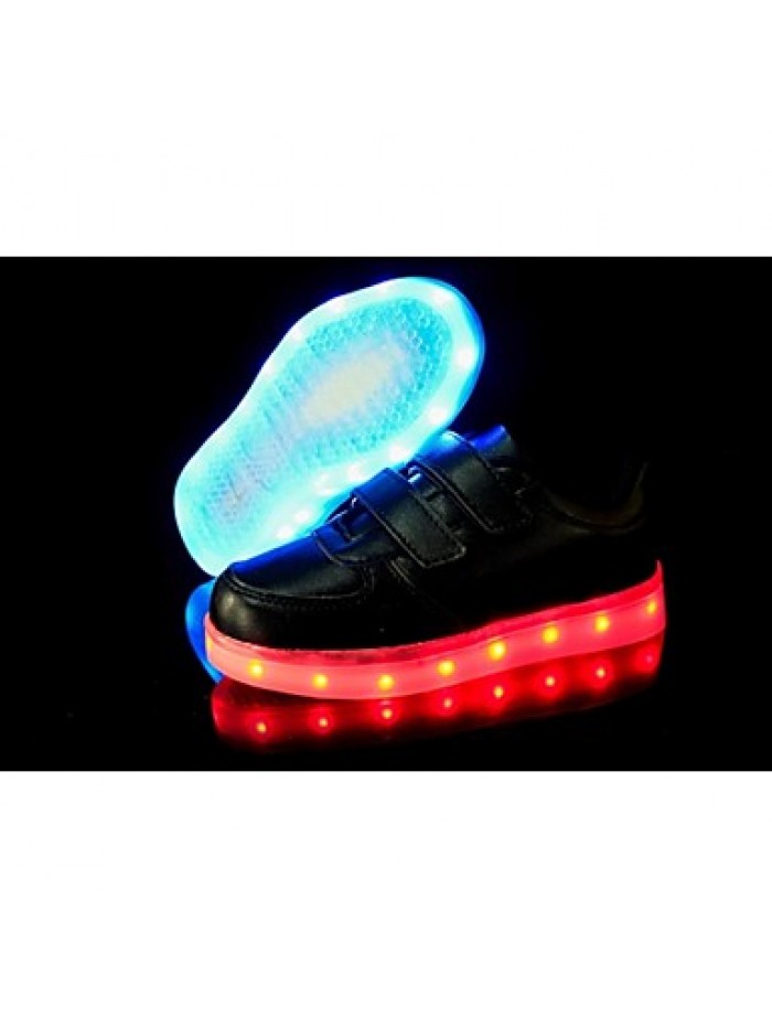 Girl's LED'S Shoes Sneakers Comfort / Flats Party / Athletic / Casual Flat Heel Magic Tape / LED Black / White