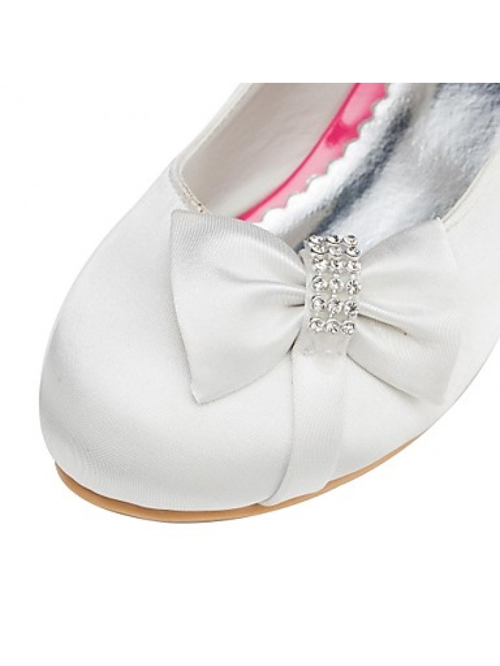 Girl's Spring / Summer / Fall / Winter Comfort Satin Wedding Flat Heel Bowknot Pink / Red / Ivory / White